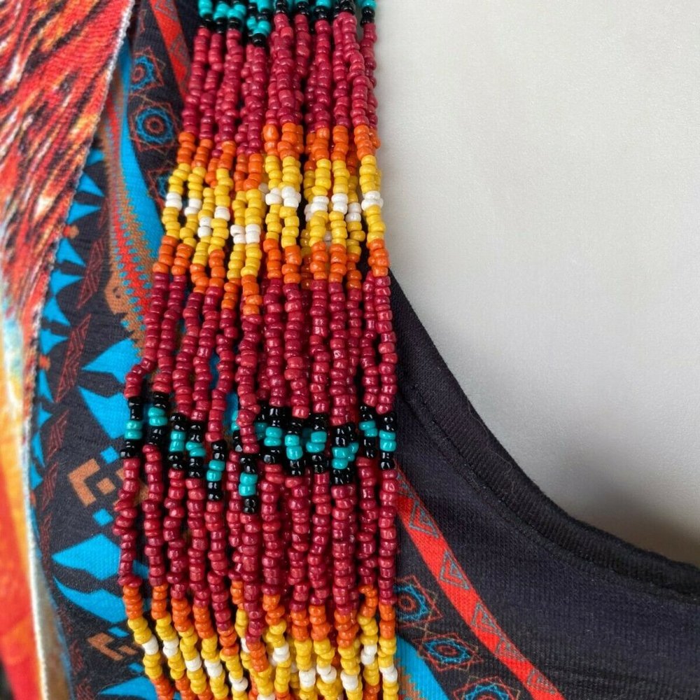 Southwestern 18strand Seed Bead Necklace turquoise Indian summer beaded jewelry - Picture 10 of 12
